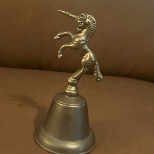 Vintage Solid Brass Rearing Unicorn Figurine Bell